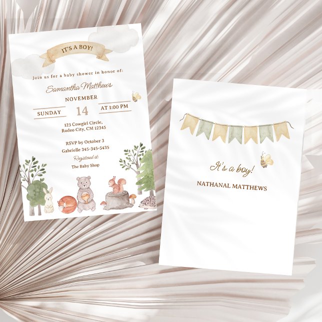 Convites Woodland Animals Baby Shower Invitation (Woodland Animals Baby Shower Invitation)