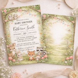 Convites Woodland Animals Baby Shower Invitation Background
