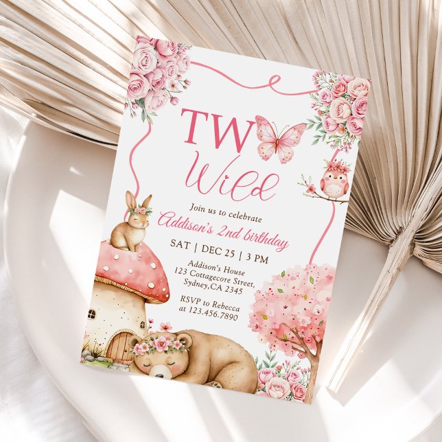 Convites Woodland Animals Two Wild 2nd Birthday (Criador carregado)