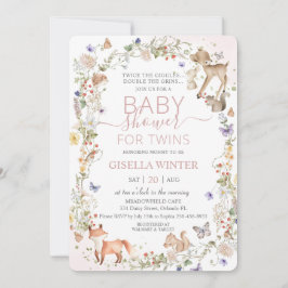 Convites Woodland Animals Wildflower Twins Baby Shower
