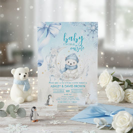 Convites woodland animals winter Bear snowflake baby shower