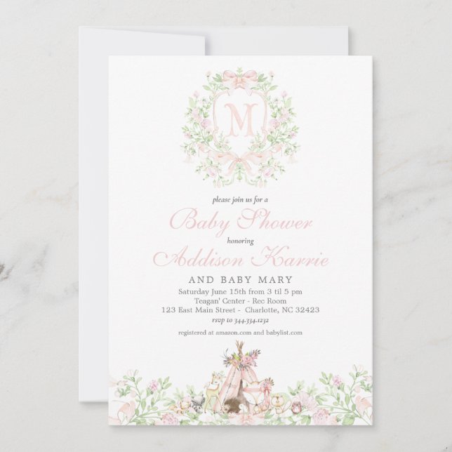 Convites Woodland Baby shower invitation (Frente)