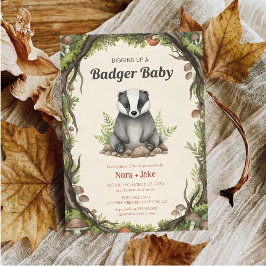Convites Woodland badger baby shower