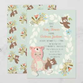 Convites Woodland Bear, que bebê, chá