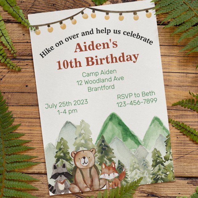 Convites Woodland Birthday (Criador carregado)
