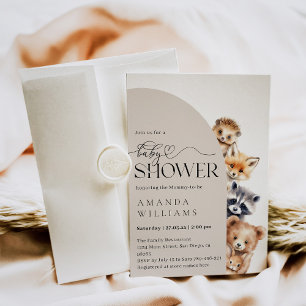 Convites Woodland Boho Moderno Chá de fraldas Neutro