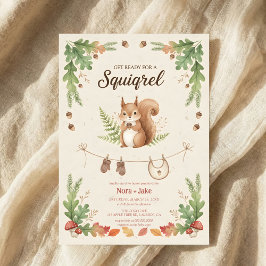 Convites Woodland budget Squirrel Greenery baby shower