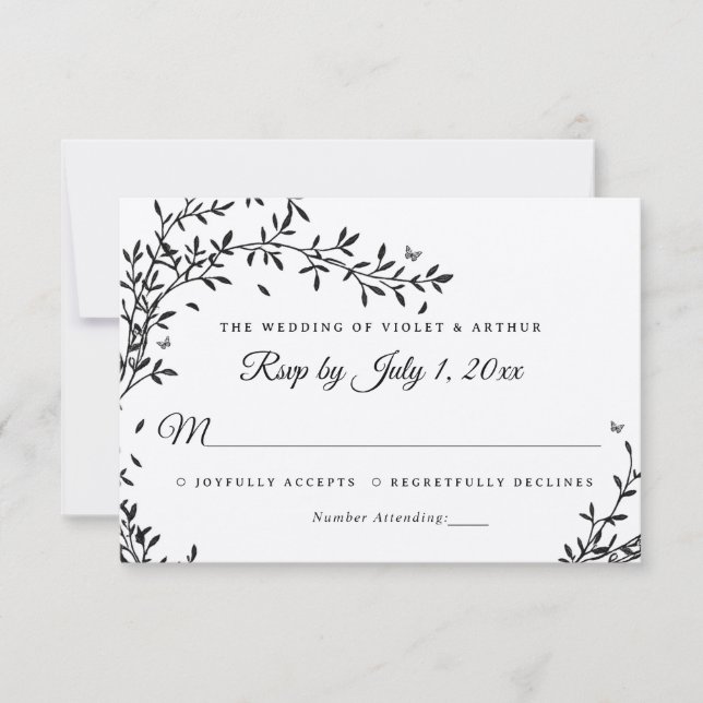 Convites Woodland Charm Wedding RSVP (Frente)