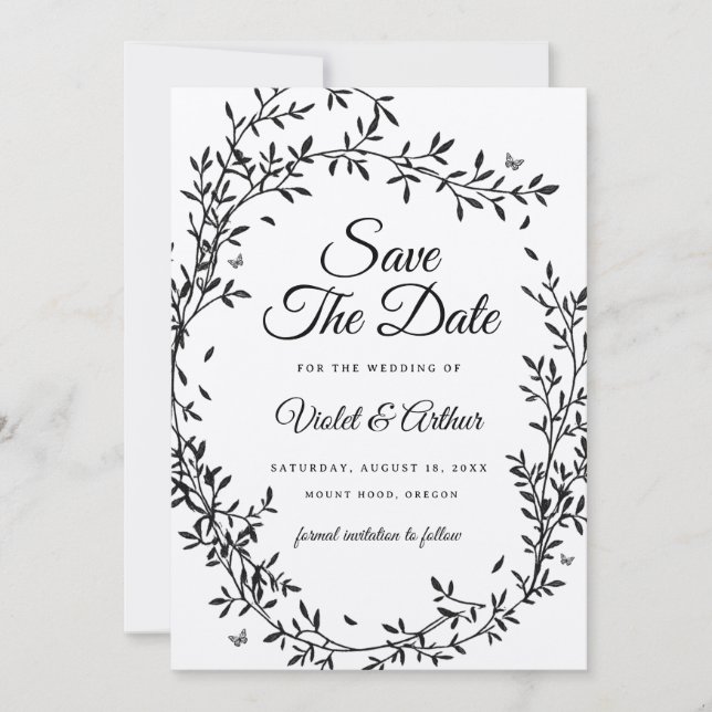 Convites Woodland Charm Weding Save The Date (Frente)
