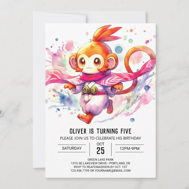 Convites Woodland Chic Monkey Birthday (Frente)