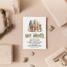 Convites Woodland cria Chá de fraldas de Aquarela Florestal