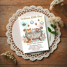 Convites Woodland Crib Welcome Little One Baby Shower