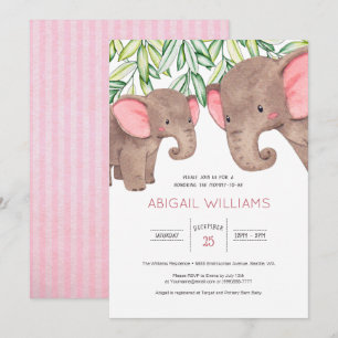 Convites Woodland Cute Baby e Madre Elepher Chá de fraldas
