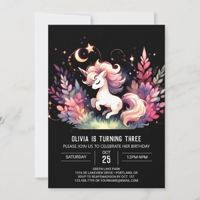 Convites Woodland Cute Horse Birthday (Frente)