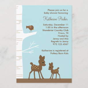 Convites Woodland Deer Baby Shower