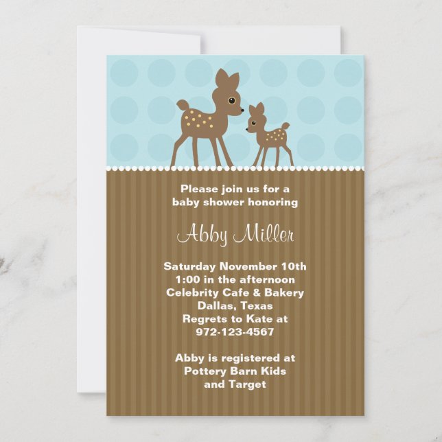 Convites Woodland Deer Baby Shower (Frente)