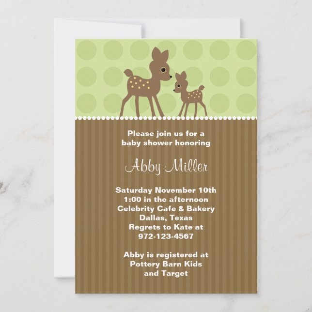 Convites Woodland Deer Baby Shower (Frente)