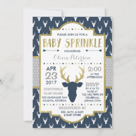 Convites Woodland Deer Baby Sprinkle Invent, Faux Foil