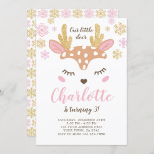 Convites Woodland, Deer Birthday