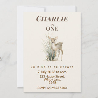 Convites Woodland Deer First Birthday Invitation