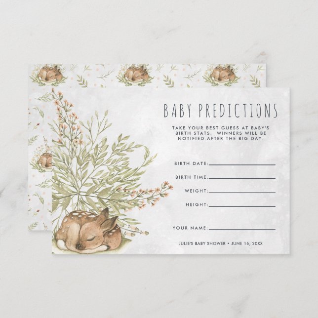 Convites Woodland Deer | Jogo de adivinhação do Chá de fral (Frente/Verso)