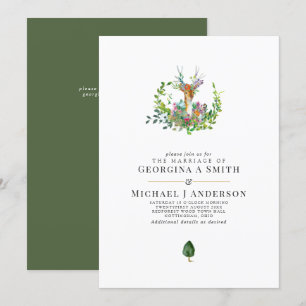 Convites Woodland Deer WEDDING - Cores de Água
