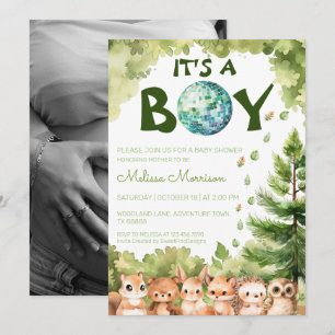 Convites Woodland Disco É Um Chá De Menino