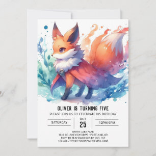 Convites Woodland Editable Fox Birthday