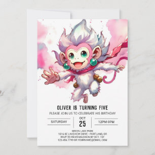 Convites Woodland Editable Monkey Birthday