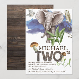 Convites Woodland Elephant Watercolor Segundo Aniversário