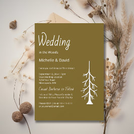 Convites Woodland Evergreen Rustic Brown Casual Wedding