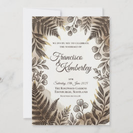 Convites Woodland Fern Botanical Wedding Invitation