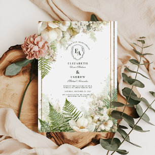 Convites Woodland Fern e White Floral Wedes