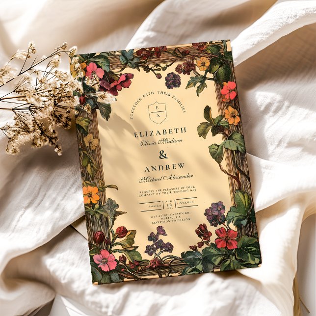 Convites Woodland Floral Art Nouveau Wedding (Criador carregado)