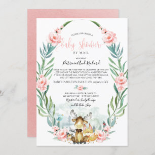 Convites Woodland Floral Greenery Chá de fraldas Por Correi