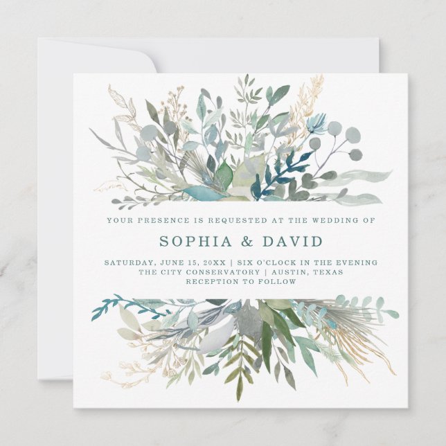 Convites Woodland Foliage Wedding (Frente)