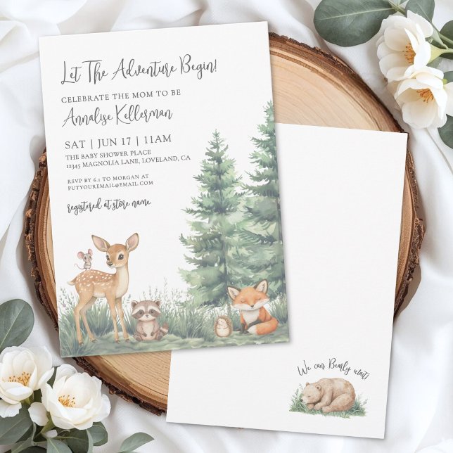 Convites Woodland Forest Animals Adventure Baby Shower (Woodland Forest Animals Adventure Baby Shower Invitation)