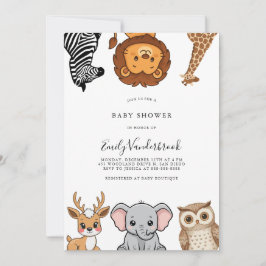Convites Woodland Forest Animals Baby Shower