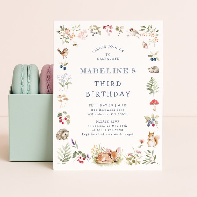 Convites Woodland Forest Animals Birthday Invitation (Criador carregado)