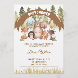 Convites Woodland Forest Baby Shower Invite