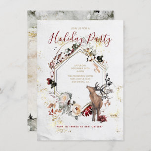 Convites Woodland Forest Deer Foliday Party