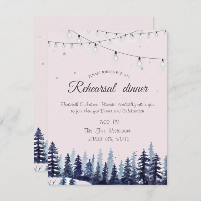Convites Woodland,Forest,Janto de Ensaio de Pinheiros (Frente/Verso)