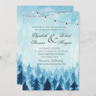 Convites Woodland,Forest,Pine Trees Casamento Azul