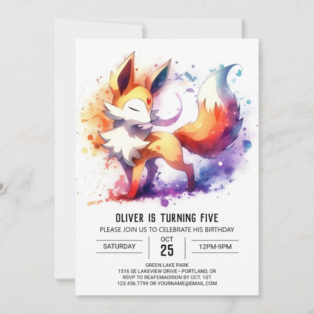 Convites Woodland Fox Birthday (Frente)