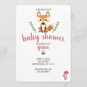 Convites Woodland Fox & Forest Animal Chá de fraldas Invite