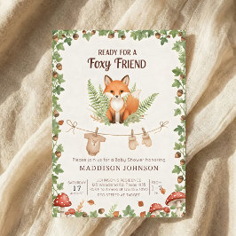 Convites Woodland foxy baby shower
