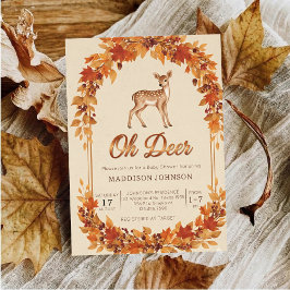 Convites woodland frame flower deer baby shower