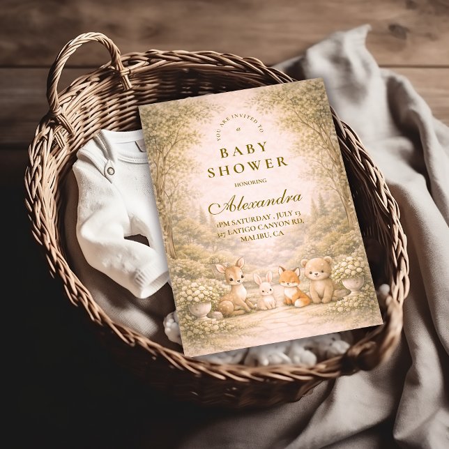 Convites Woodland Garden Animals Baby Shower (Criador carregado)