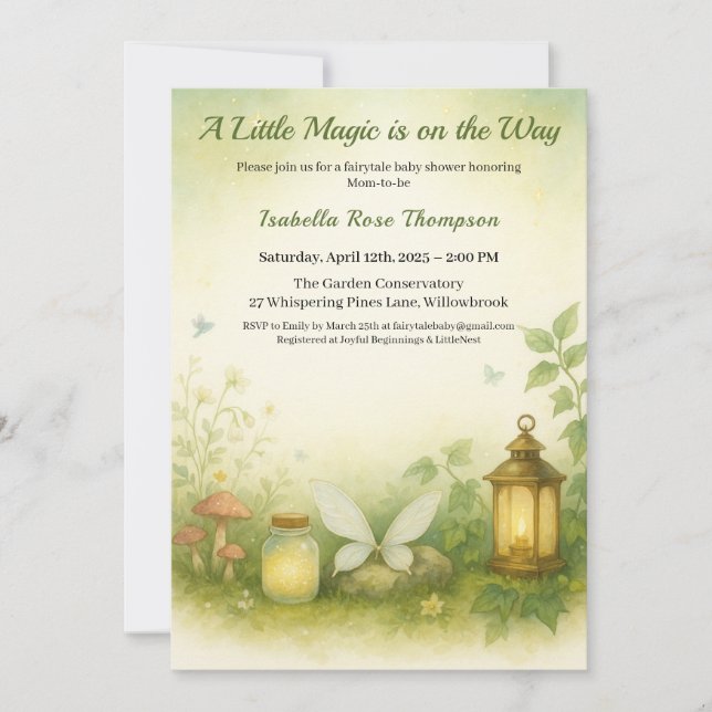 Convites Woodland Glow Baby Shower Invitation | Firefly Jar (Frente)
