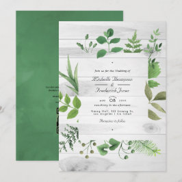 Convites Woodland Greenery Rustic Código QR RSVP Casamento